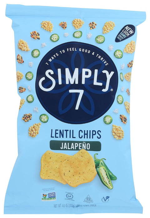 Simply 7 Lentil Chips Sea Salt 4ounce Bags (Pack of 12)