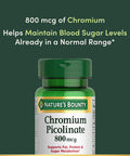Nature's Bounty Chromium Picolinate Supports Fat Protein & Sugar Metabolism Mineral Supplement 800 Mcg 50 Tablets