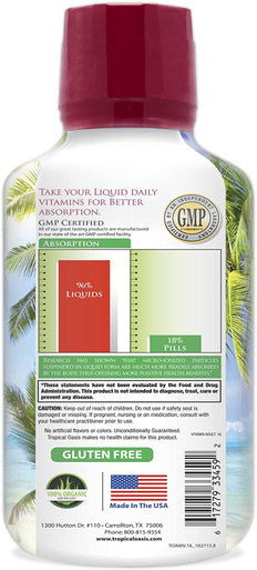 Tropical Oasis Multi Vitamin and Mineral Liquid Supplement ,16 fl oz, 32 servings