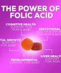 Folic Acid Gummies For Women 785 Mcg, Essential Prenatal Vitamins For Mom & Baby, Vegan Folic Supplement Gummy, Vitamin B9 Chewable Extra Strength Folate, Before During After Pregnancy - 60 Gummies