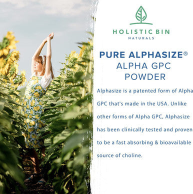 Holistic Bin AlphaSize GPC Powder | Bioavailable Choline Supplement | Alpha GPC Powder | Brain Support Supplement for Memory, Focus, & Physical Endurance Support