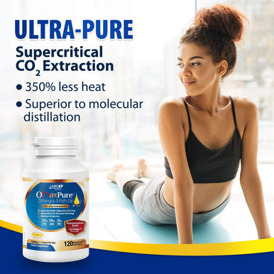 LABO Nutrition OmaxPure Omega 3 Fish Oil 1125mg Omega3 120 Count Pharmaceutical Grade High Potency Better Absorbed Supercritical CO2 Extracted rTG Form for Heart Joint Brain Immune Health