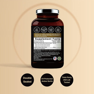 Naturebell Saw Palmetto Complex Saw Palmetto Powder Extract with Pumpkin Seed 1000mg 180 Capsules 3 in 1 Formula Prostate and Hair Growth Supplement Decrease Frequent Urination for Men Women