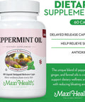 Maxi Health - Peppermint Oil with Ginger & Fennel Delayed Release Capsules - Digestion & Absorption Ingestible Dietary Supplement with Natural Essential Oil Ingredients - Digestive Health Support
