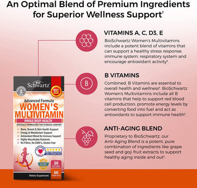 Multivitamin for Women with Vitamin D3 Multivitamins Supplement 60Ct