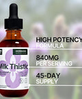 Milk Thistle 2 Fl Oz Liquid Extract - Natural Liver Support Drops - Cleanse And Detox Herbal Supplement - Silybum Marianum Tincture For Man & Woman - Family Size - High Potency - 45-Day Supply
