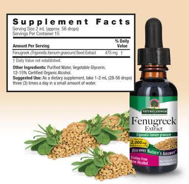 Nature'S Answer Fenugreek Seed with Organic Alcohol 1-Fluid Ounce | Female Reproductive Support | Aid for Mothers | Lactation Support | Natural Menopause Aid (Pack of 1)