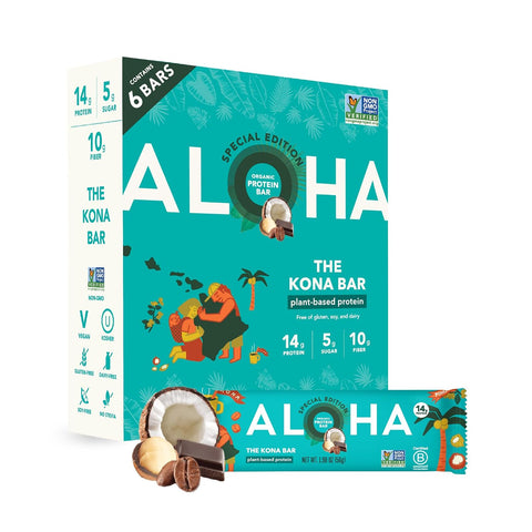 Aloha Organic Plant Based Protein Bars Chocolate Chip Cookie Dough, 1.98 Oz,(Pack of 12)