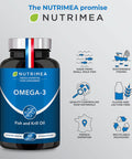 Laboratoires Nutrimea Omega 3 & Antarctic Krill - Wild Fish Oil - Natural Antioxidant - Cognition & Immune System - Concentrated EPA/DHA & Astaxanthin - Fish Oil - Made in France - Nutrimea