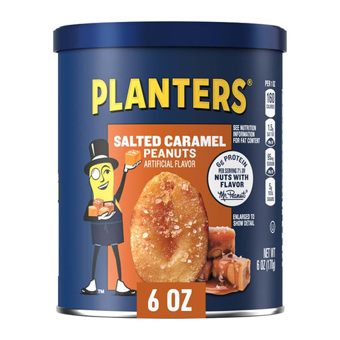 PLANTERS Sea Salt & Vinegar Peanuts (8 ct Pack, 6 oz Canisters)