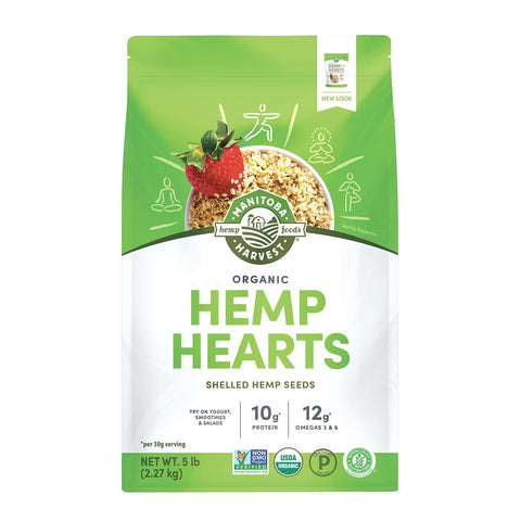 Manitoba Harvest Organic Hemp Hearts, Shelled Hemp Seeds, 5 lbs | 10 g Plant-Based Protein and 12 g Omegas 3 and 6 per 30 g Serving, Easy to Digest with 9 Amino Acids, Gluten-Free, Non-GMO