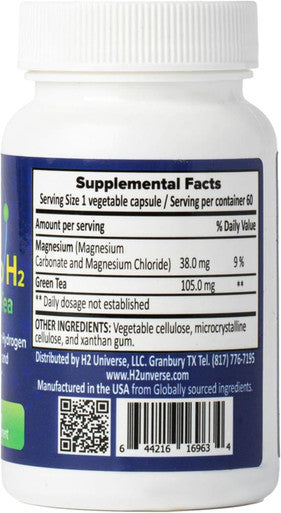 True Nano H2 With Green Tea By H2 Universe Molecular Hydrogen With Active Hydrogen Nanobubbles, Boosts Energy, Powerful Antioxidant 60 Capsules