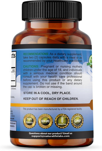 Naturalife Labs A Higher Standard N-Acetyl-L-Cysteine (Nac) 1600 Mg 100 Veggie Capsules