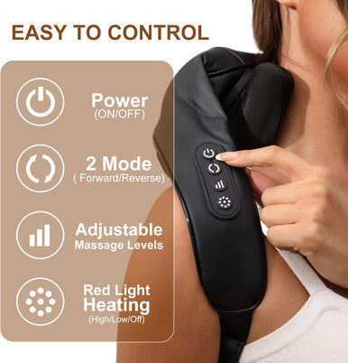 Multifunctional Neck And Shoulder Massager With Heat, Shiatsu Deep Tissue Kneading Massage Pillow For Pain Relief With Straps And Multiple Modes, Portable Full Body Massage For Home, Car, Office Use