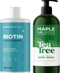 Moisturizing Conditioner And Body Wash Set - Cleansing Biotin Conditioner And Tea Tree Oil Body Wash For Dry Skin And Thinning Hair Care - Sulfate Conditioner And Body Soap For Men And Women