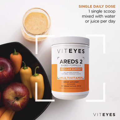 Viteyes AREDS 2 Powder Multivitamin Macular Protection Alternative to AREDS 2 chewables No Pills AREDS 2 Drink Eye Vitamins Natural Orange Flavor 90 Scoops 531 g