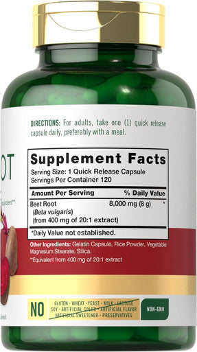 Carlyle Beet Root Capsules | 8000 mg | 120 Count | Non-GMO and Gluten Supplement