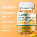 (2 Pack) Calcium Magnesium Zinc Gummies With Vitamin D3 & K2 - Sugar Calcium Gummies For Women And Men - Bone & Immune Support - Non-Gmo, Gluten-Free, Orange Flavored - 120 Count