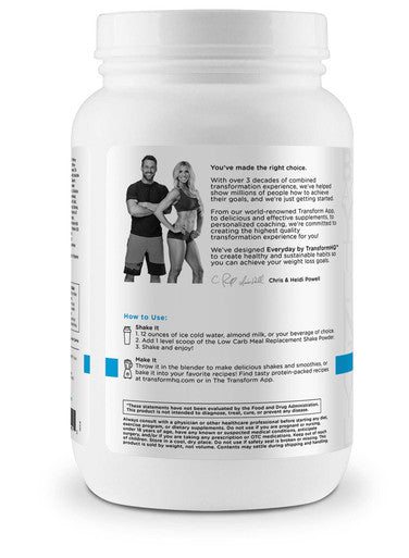 TransformHQ Meal Replacement Shake Powder 28 Servings Chocolate Gluten Free NonGMO