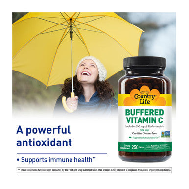 Country Life Vitamin C Buffered With Bioflavonoids 500Mg 100 Tablets Certified Gluten Free Certified Vegan