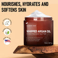 MAJESTIC PURE Whipped Argan Oil Body Butter for Women & Men - With Ceramides, Vitamin E & A & Vegan Collagen - Whipped Body Butter Argan Oil For Skin, Face, & Appearance of Wrinkles & Fine Lines - 8oz