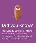 Healthspan Multivitamin 50 Plus (180 Tablets) | Advance Multivitamin for over-50's | Immune Health Support | 13 Vitamins & 12 Minerals | Ginkgo Biloba & Citrus Bioflavonoids | Vegetarian