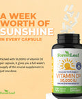 ForestLeaf Vitamin D3 50000 IU - Bone Health and Immune Support Supplements for Women and Men 120 Vegetable Capsules