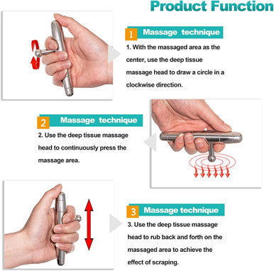2 In 1 Trigger Points Massage Tool Stainless Steel T-Bar Deep Tissue Massage Tool For Pain Relief Full-Body Fascial Relaxation Ideal For Shoulders, Neck, Legs, And Arms Perfect For Sports Therapy