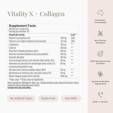 JSHealth Vitamins Vitality X + Collagen - Beauty Powder Supplement With Aloe Vera Silica And Vitamins C & E To Nourish Hair Skin And Nails (180G)