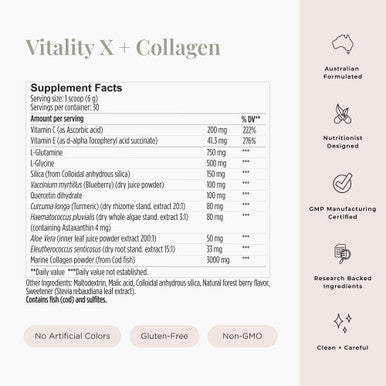 JSHealth Vitamins Vitality X + Collagen - Beauty Powder Supplement With Aloe Vera Silica And Vitamins C & E To Nourish Hair Skin And Nails (180G)