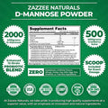 Zazzee D-Mannose Powder Plus, 67 Servings, 6.5 Ounces, Plus 5 Billion CFU Probiotics, Enhanced with Pure Cranberry Juice, Includes Free Scoop, Fast-Acting, Vegan, Non-GMO and All-Natural