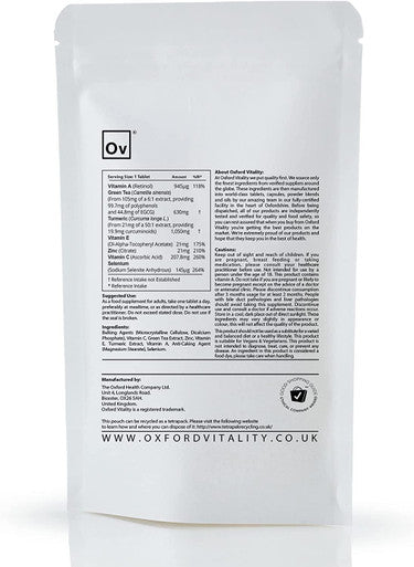 Antioxidant Tablets | Immunity, Vision, Metabolism, Skin & Hair | Oxford Vitality (365)