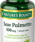 Nature's Bounty Saw Palmetto Herbal Health Supplement Prostate And Urinary Health 450 Mg 100 Capsules