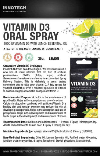 Innotech Nutrition Vitamin D3 Oral Spray, Lemon Flavour - 25 ml