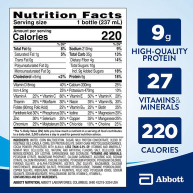Ensure Original Nutrition Shake with Fiber, Small Meal Replacement Shake, Complete, Balanced Nutrition with Nutrients to Support Immune System Health, Milk Chocolate, 8 fl oz, 24 Count