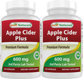 Best Naturals Apple Cider Vinegar Plus 600 Mg 120 Capsules - Vinegar Capsules for Healthier Digestion Cleanse Body Naturally (Pack of 2)