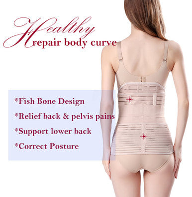 3 in 1 Postpartum Support Recovery Belly Wrap Waist/Pelvis Belt Body Shaper Postnatal Shapewear,Plus Size Beige