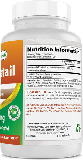 Best Naturals Horsetail 440 mg 180 Capsules