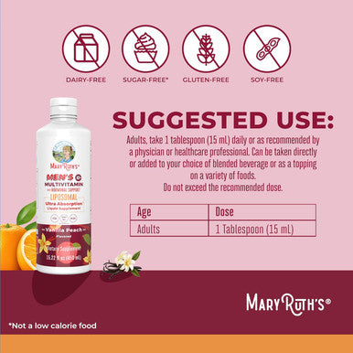 MaryRuth Organics Men's 40+ Liposomal Multivitamin Liquid Multivitamin with Vitamins, Minerals & Omega-3/9, Non-GMO, Vegan, 15.22 fl oz