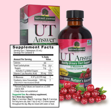 Nature'S Answer UT Answer | Urinary Tract System Support | Cranberry Flavor Dietary Supplement | Alcohol- Gluten- Not Tested on Animals & Vegan 4oz
