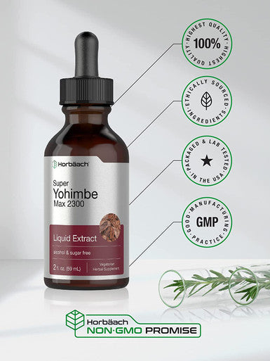 Super Yohimbe Bark Extract | 2 Oz | Alcohol and Sugar Free Formula | Vegetarian, Non-GMO, Gluten Free Liquid Supplement | by Horbaach
