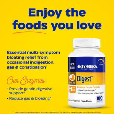 Enzymedica Digest, Complete Enzyme Formula For Everyone S Digestive Health, With Full Range Of Enzymes For Everyday Diets, 180 Ca