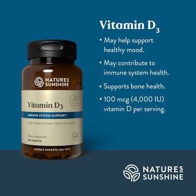 Nature'S Sunshine Vitamin D3, 180 Tablets | Supports Bone Health, Contributes To Overall Health, And May Improve Mood