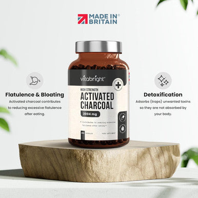 Vitabright Activated Charcoal Tablets For Stomach 250 Coconut Activated Charcoal Powder Capsules 2004mg Activated Carbon Per Dose Organic Activated Charcoal Capsules For Bloating Wind VitaBright Chacoal Pills