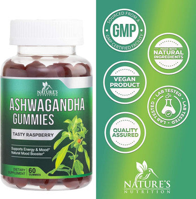 Nature'S Nutrition Ashwagandha Gummies for Women & Men 3000mg Equivalent Best Ashwagandha Supplement for Natural Antioxidant Support Energy & Immune Support Vegan Ashwa Root Extract Supplements Calm Gummy - 60 Count