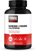Force Factor Magnesium + L-Theanine Magnesium Bisglycinate Supplement to Support Bones Muscles Nerves Relaxation and Mood Vegan No Gelatin Non-GMO 120 Vegetable Capsules
