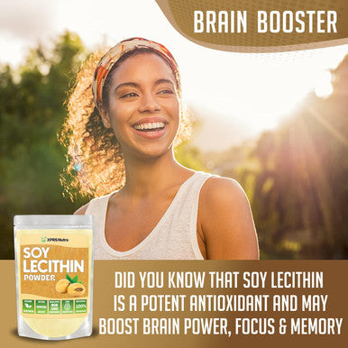 Xprs Nutra Soy Lecithin Powder - Lecithin Powder Food Grade Fat Emulsifier - Suitable for Cooking Baking and More - Vegan Friendly Soy Lecithin Powder Cooking Aid (4 oz)