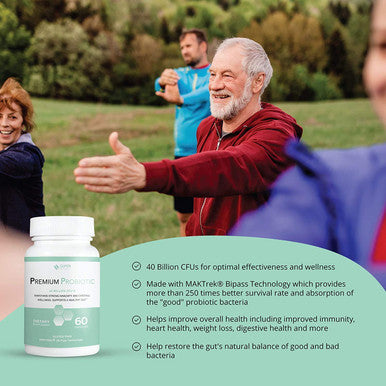 Super Naturals Health - Premium Probiotics 40 Billion Cfu - Made With Maktrek Bipass Technology - (60 Ct Capsules)