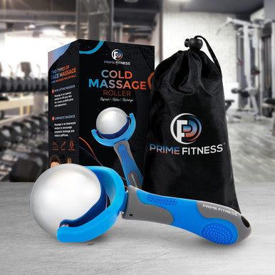 Prime Fitness Cold Massage Roller Ball Cold Therapy Ice Roller Ball With Handle Cryo Stick Relieve Muscle Pain (Blue)