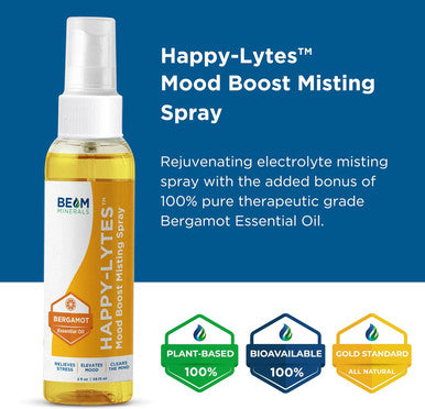 Beam Minerals Happy-Lytes - All-Natural Liquid Electrolytes Fulvic Electrolyte Misting Spray Fulvic Acid Trace Mineral Liquid Spray Exceptional Cellular Micronutrients Supplements 2Oz